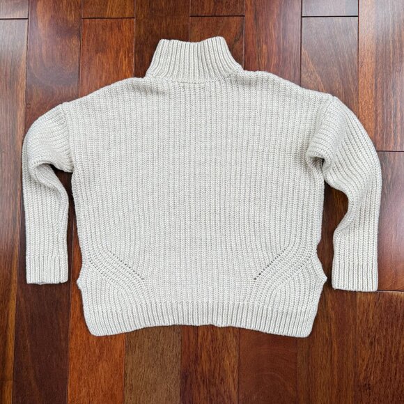 Ann Taylor Merino Wool Blend Chunky Sweater Mock Neck Rib-Knit Cream Size L - Picture 7 of 9